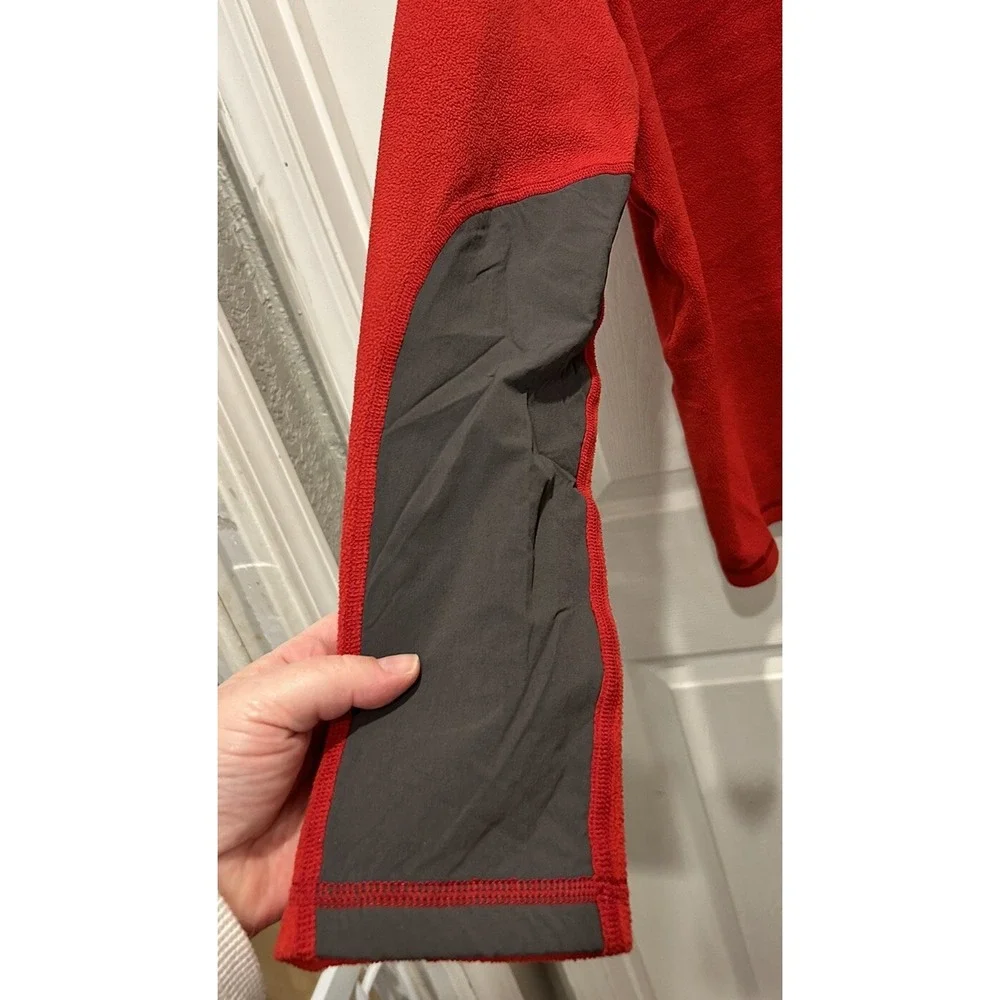 The North Face‎ Mens XL Red 1/4 Zip Fleece Pullover Jacket Gray Chest Pocket